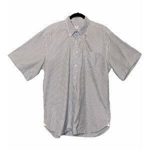 Peter Millar White Blue Gingham Short Sleeves Casual Shirt Size Large